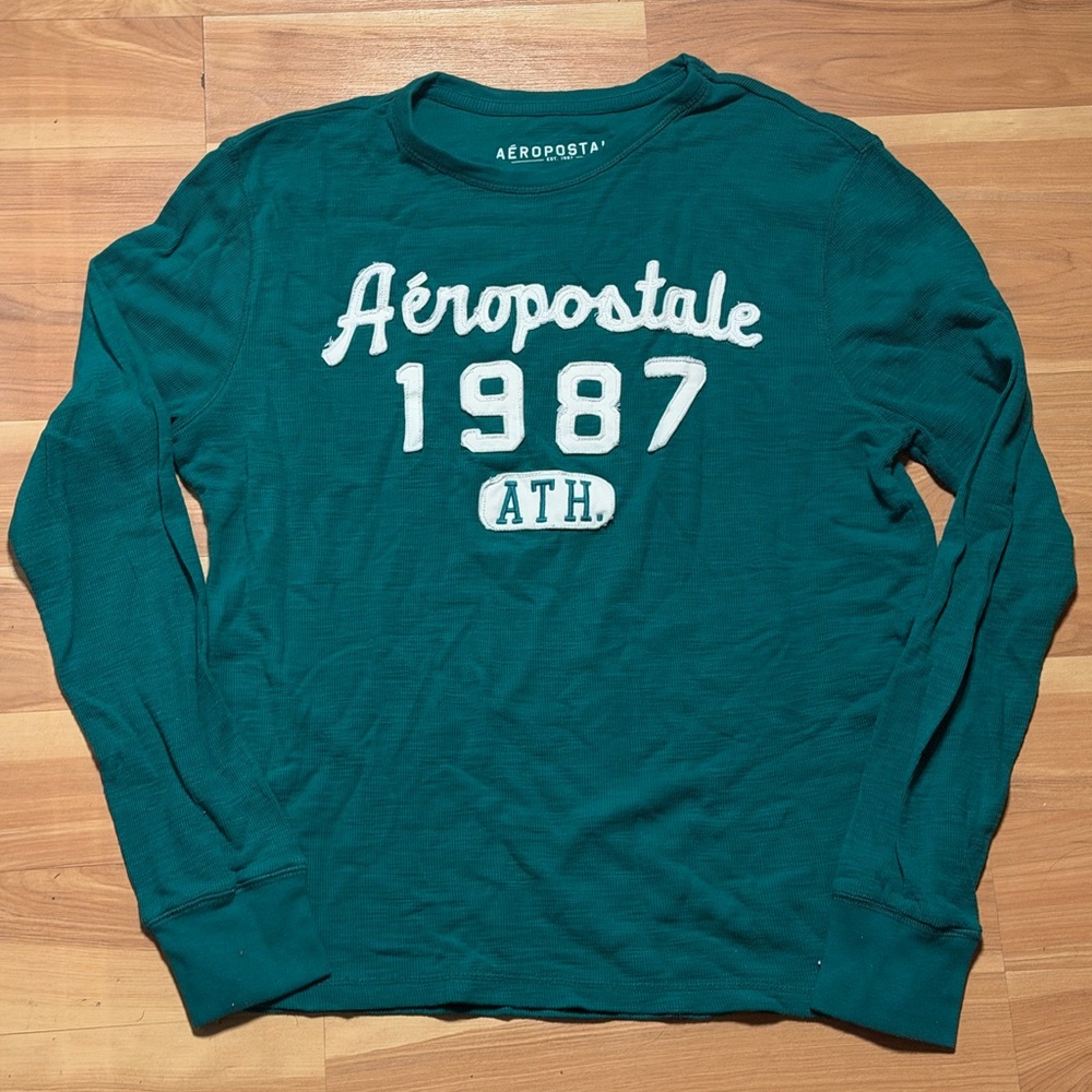Aeropostale Teal Long Sleeve with White Logo